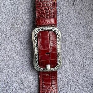 BRIGHTON RED LEATHER WOVEN BELT